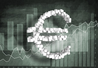 Euro currency rate, 3d rendering