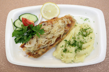 Baked fillet of pikeperch