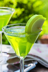 Green tequila and Sour Apple cocktail