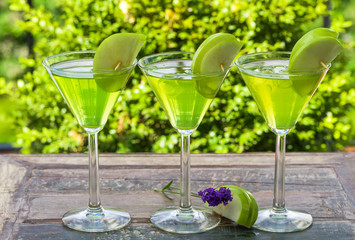 Green tequila and Sour Apple cocktail