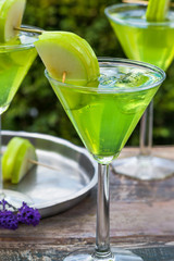 Green tequila and Sour Apple cocktail