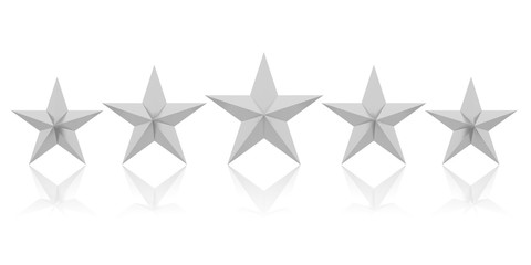 Five silver stars. 3d illustration