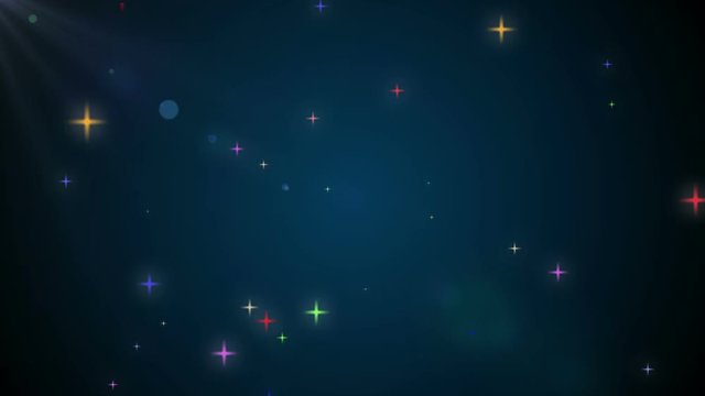 Animation of moving glowing stars on a dark background