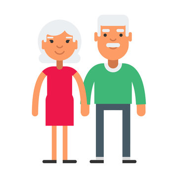 Elderly cute couple with gray hair