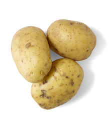 Raw potatoes isolated on a white background