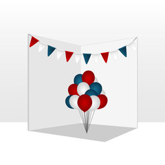card with flags and balloons