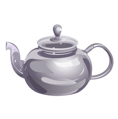 Glass teapot. Hand drawn vector illustration, isolated on white background.