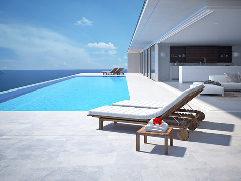 luxury swimming pool. 3d rendering