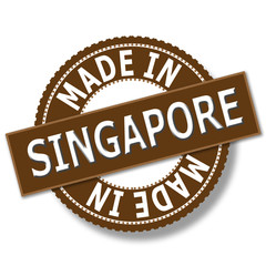 Fototapeta premium Made in Singapore brown round vintage stamp