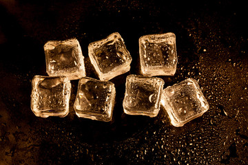 ice cubes on black background.