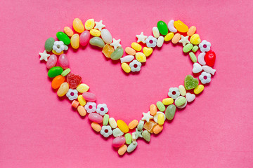 Heart laid out candy