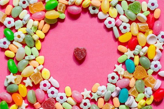 Heart laid out candy