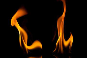 Fototapeta premium Fire flame on black background.