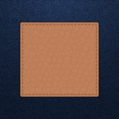 Blank label on blue jeans tecture background