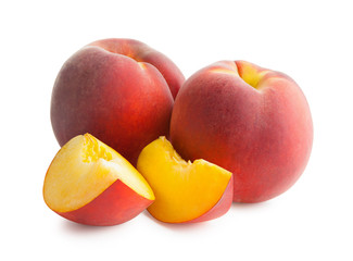 Peaches isolated on white background
