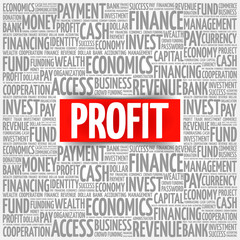 PROFIT word cloud collage, business concept background