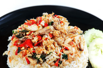 Basil fried rice with crabmeat