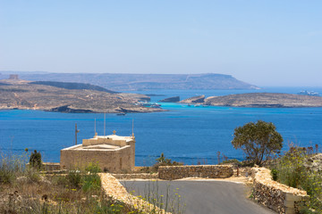 Fototapeta na wymiar View towards the Blue Lagoon View towards the Blue Lagoon in Comino, part of Malta