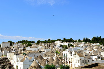 The town of Alberobello, Apulia, Italy; Unesco Point with picturesque village.