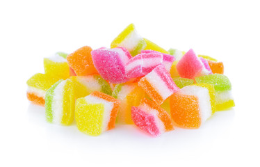 Jelly candy fruit on white background