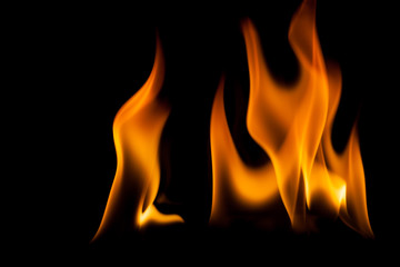 Fire flame on black background, Fire, Flame