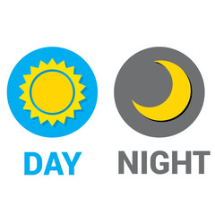 Sun and moon in sky, day and night. Vector