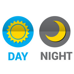 Sun and moon in sky, day and night. Vector