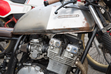 Fototapeta na wymiar Closeup of a big old Motorcycle engine
