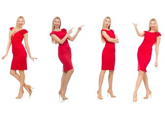 Obraz premium Woman in red dress isolated on white