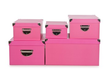 Pink giftboxes isolated on white