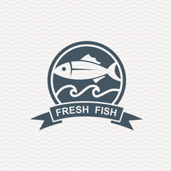 seafood icon with fish and ribbon
