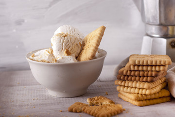 ice-cream with biscuits
