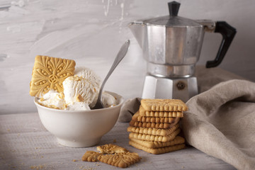 ice-cream with biscuits