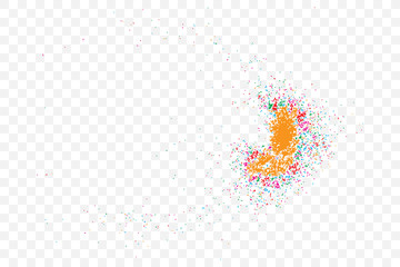 Colorful celebration background with confetti isolated on white, Abstract background with many splattered falling round glitter pieces. Sprinkle random pattern made of confetti blow drops.