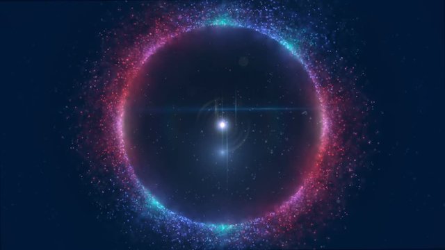 Intro of a particles sphere with optical flares