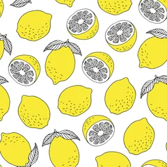 Papier peint Citrons Modèle sans couture de citrons, fond de vecteur