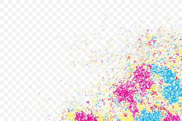 Abstract colorful confetti background. Isolated on transparent background. Holiday illustration.