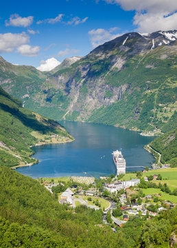 Cruise ship in Norway fjord