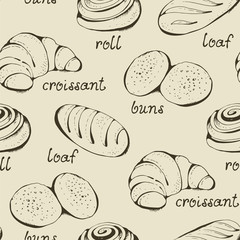 Seamless background with hand drawn pastry