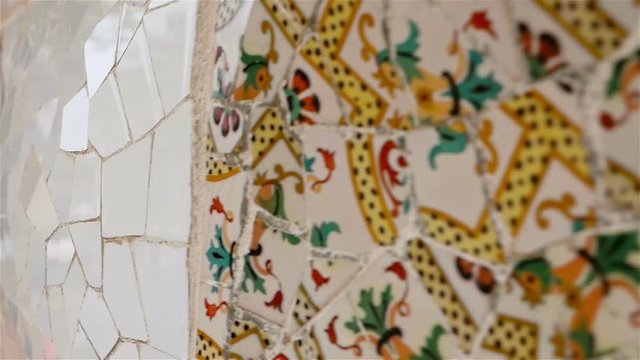 Detailed view of the houses in Antoni Gaudi's Park Guell, Barcelona, Spain