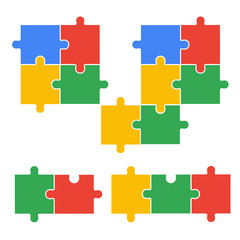 Parts of puzzles on white background