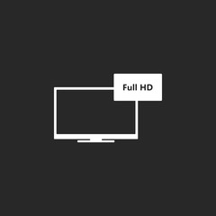 LCD TV FULL HD simple icon on background