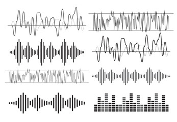 Obraz premium Black music sound waves