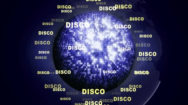 DISCO Text Animation and Disco Ball, Loop, 4k
