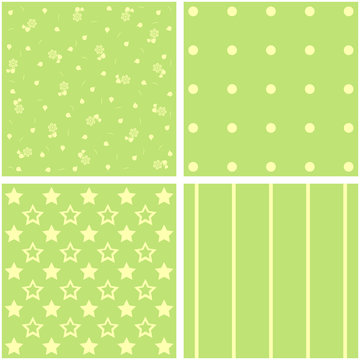 Set Of Four Blue Green Pattern