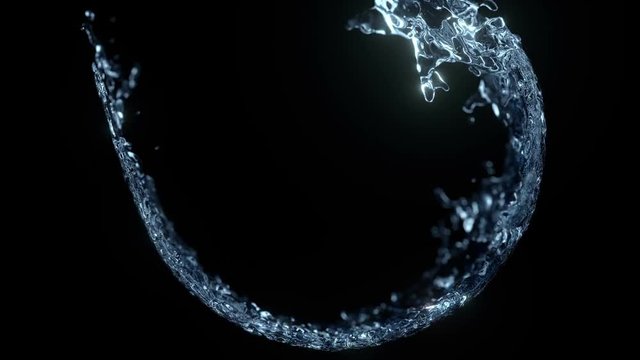 Water pouring isolated on black background (slow motion, shallow dof, alpha matte, full hd)