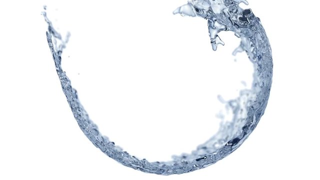 Water pouring isolated on white background (slow motion, shallow dof, alpha matte, full hd)