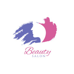  Conceptual logo silhouette of a woman with hair. Template desig