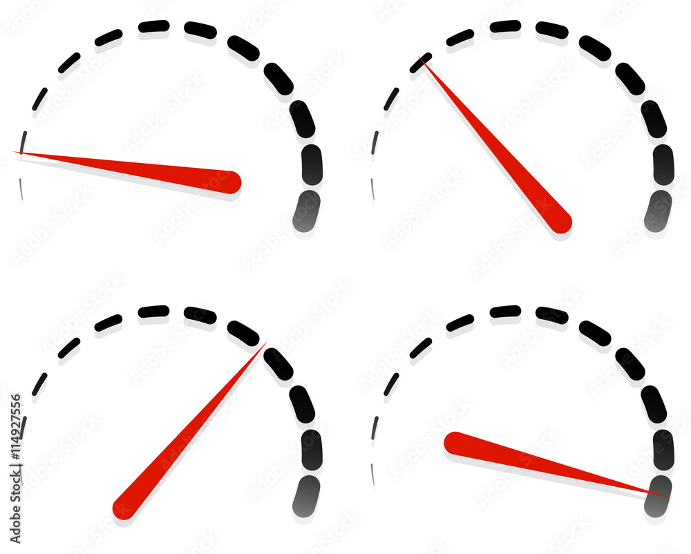 Poster dial, meter templates with red need and units set at 4 stages, l