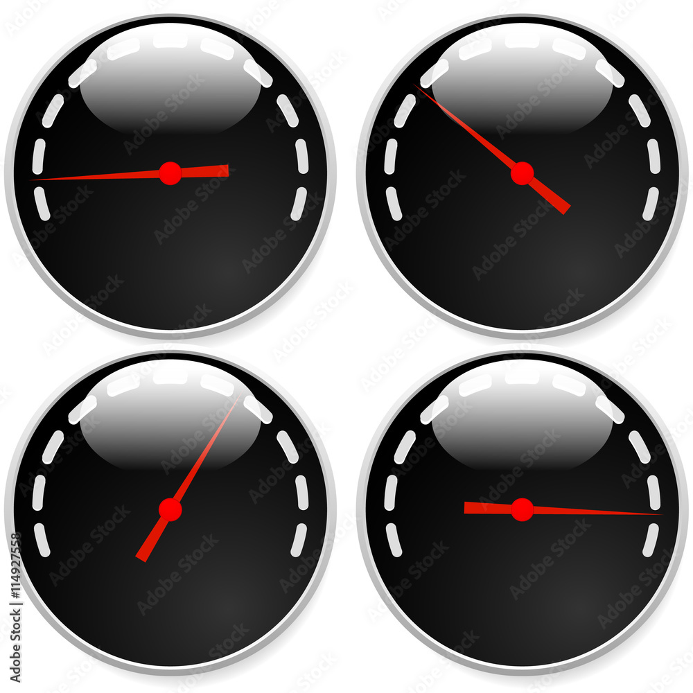 Poster dial, meter templates with red need and units set at 4 stages, l